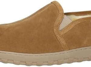 Pedoqu Men's Genuine Leather Shearling Slippers | Warm Memory Foam House Shoes | Indoor & Outdoor Loafers for Men | D Wi