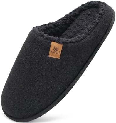KuaiLu Memory Foam Slippers for Men | Comfy Plush Lining | Casual Slip-On for Indoor & Outdoor Use | Comfortable Bedroom