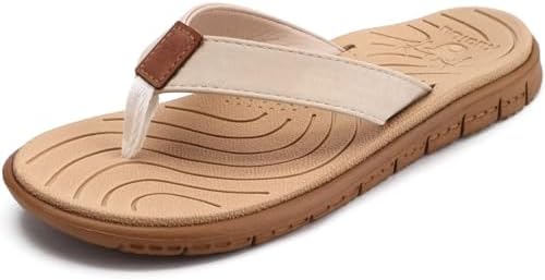 KuaiLu Women's Comfortable Casual Flip Flops with Arch Support - Lightweight Non-Slip Yoga Mat Sandals for Summer Beach