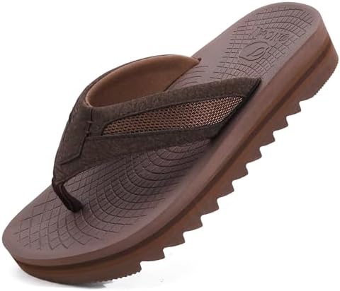ONCAI Men's Orthotic Flip Flops with Arch Support - Comfortable Summer Slide Sandals for Men with Soft Rubber Soles (US