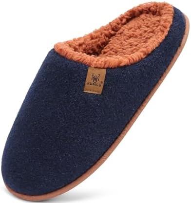 KuaiLu Memory Foam Slippers for Men | Comfy Plush Lining | Casual Slip-On for Indoor & Outdoor Use | Comfortable Bedroom