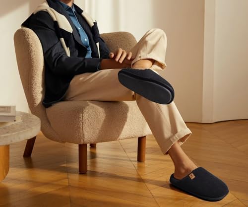 KuaiLu Memory Foam Slippers for Men | Comfy Plush Lining | Casual Slip-On for Indoor & Outdoor Use | Comfortable Bedroom
