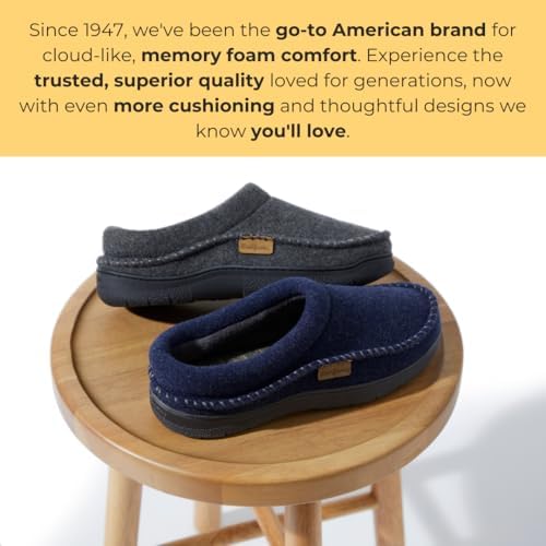 Dearfoams Men's Thompson Memory Foam Clog Slipper for Comfortable Indoor/Outdoor Use, Durable Non-Slip Soles, Perfect fo