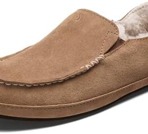 OLUKAI Nohea Slipper - Women's Slip-On Shoes, Genuine Shearling & Premium Nubuck Leather, Cozy Comfort with Drop-In Heel