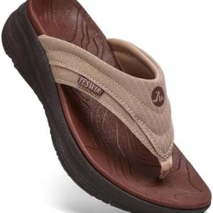 YESWIN Women's Arch Support Flip Flops - Comfortable Recovery Sandals for Summer Beach - Slip On Indoor/Outdoor Walking