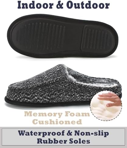 Cozylook Men's Slip-on Slippers | Memory Foam Indoor/Outdoor Moccasins | Non-Slip Sole, Soft Plush Lining | Comfortable