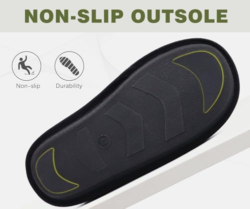 KuaiLu Memory Foam Slippers for Men | Comfy Plush Lining | Casual Slip-On for Indoor & Outdoor Use | Comfortable Bedroom
