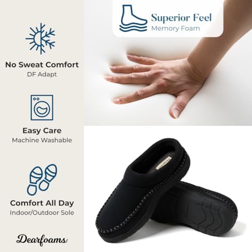 Dearfoams Men's Thompson Memory Foam Clog Slipper for Comfortable Indoor/Outdoor Use, Durable Non-Slip Soles, Perfect fo