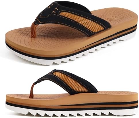 ONCAI Men's Orthotic Flip Flops with Arch Support - Comfortable Summer Slide Sandals for Men with Soft Rubber Soles (US