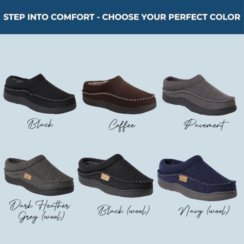 Dearfoams Men's Thompson Memory Foam Clog Slipper for Comfortable Indoor/Outdoor Use, Durable Non-Slip Soles, Perfect fo