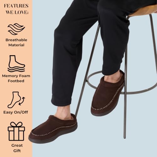 Dearfoams Men's Thompson Memory Foam Clog Slipper for Comfortable Indoor/Outdoor Use, Durable Non-Slip Soles, Perfect fo