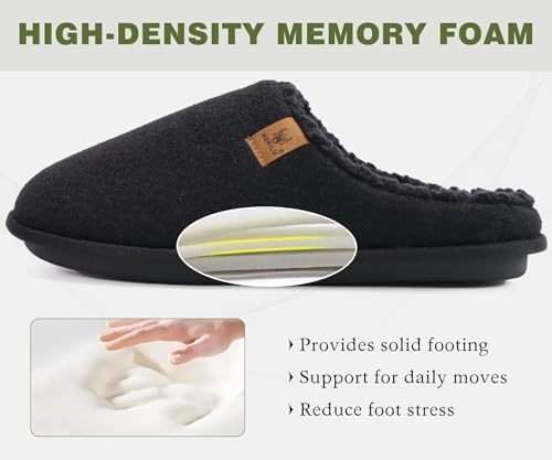 KuaiLu Memory Foam Slippers for Men | Comfy Plush Lining | Casual Slip-On for Indoor & Outdoor Use | Comfortable Bedroom