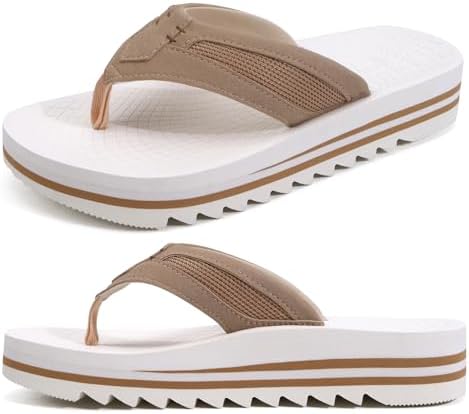 ONCAI Men's Orthotic Flip Flops with Arch Support - Comfortable Summer Slide Sandals for Men with Soft Rubber Soles (US