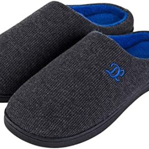 DL Mens Memory Foam Slippers - Comfortable Closed Toe House Slippers for Men - Indoor/Outdoor Use - Soft & Durable Black