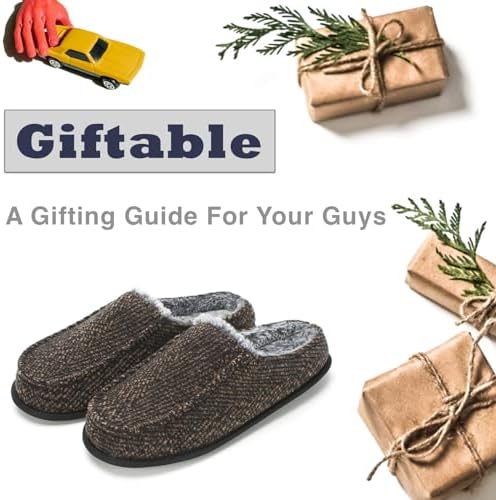 Cozylook Men's Slip-on Slippers | Memory Foam Indoor/Outdoor Moccasins | Non-Slip Sole, Soft Plush Lining | Comfortable
