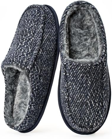Cozylook Men's Slip-on Slippers | Memory Foam Indoor/Outdoor Moccasins | Non-Slip Sole, Soft Plush Lining | Comfortable