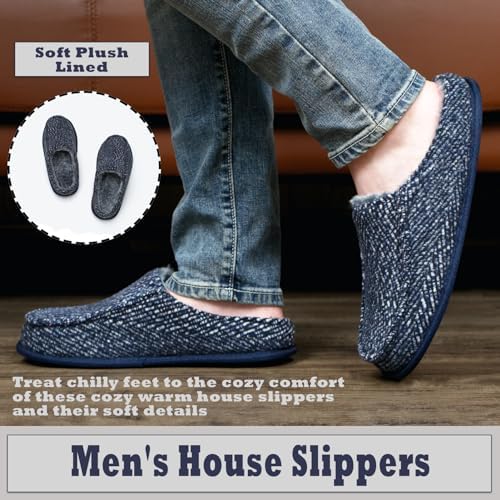 Cozylook Men's Slip-on Slippers | Memory Foam Indoor/Outdoor Moccasins | Non-Slip Sole, Soft Plush Lining | Comfortable
