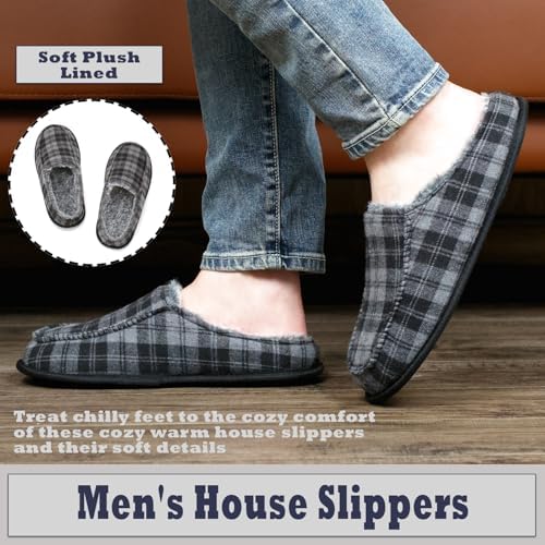 Cozylook Men's Slip-on Slippers | Memory Foam Indoor/Outdoor Moccasins | Non-Slip Sole, Soft Plush Lining | Comfortable