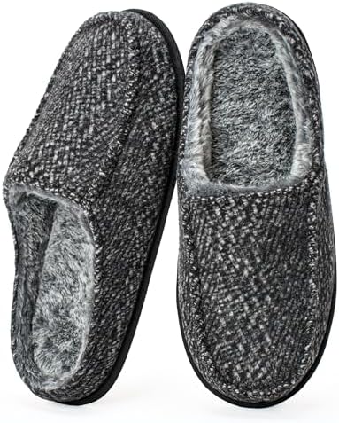 Cozylook Men's Slip-on Slippers | Memory Foam Indoor/Outdoor Moccasins | Non-Slip Sole, Soft Plush Lining | Comfortable