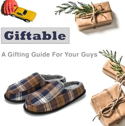 Cozylook Men's Slip-on Slippers | Memory Foam Indoor/Outdoor Moccasins | Non-Slip Sole, Soft Plush Lining | Comfortable