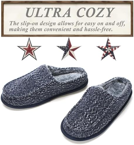 Cozylook Men's Slip-on Slippers | Memory Foam Indoor/Outdoor Moccasins | Non-Slip Sole, Soft Plush Lining | Comfortable