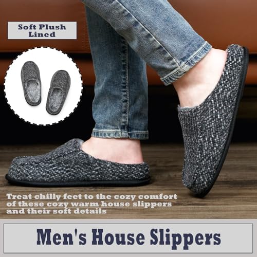 Cozylook Men's Slip-on Slippers | Memory Foam Indoor/Outdoor Moccasins | Non-Slip Sole, Soft Plush Lining | Comfortable