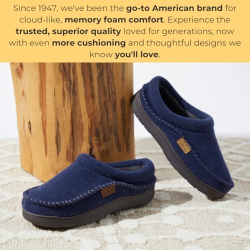 Dearfoams Men's Thompson Memory Foam Clog Slipper for Comfortable Indoor/Outdoor Use, Durable Non-Slip Soles, Perfect fo