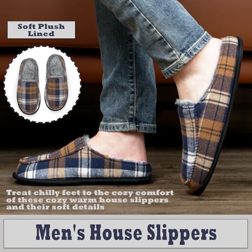 Cozylook Men's Slip-on Slippers | Memory Foam Indoor/Outdoor Moccasins | Non-Slip Sole, Soft Plush Lining | Comfortable