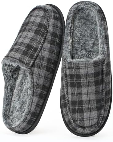 Cozylook Men's Slip-on Slippers | Memory Foam Indoor/Outdoor Moccasins | Non-Slip Sole, Soft Plush Lining | Comfortable