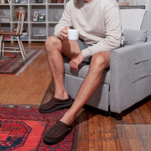 Dearfoams Men's Thompson Memory Foam Clog Slipper for Comfortable Indoor/Outdoor Use, Durable Non-Slip Soles, Perfect fo